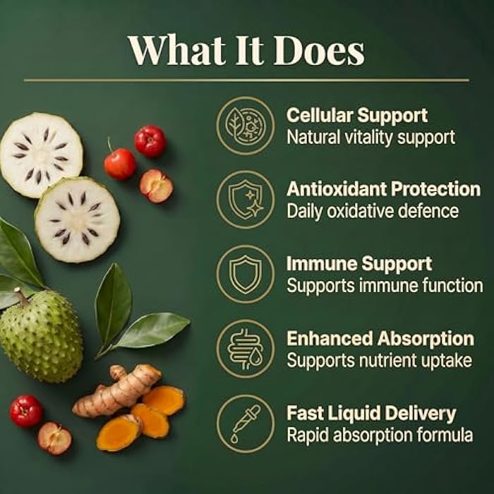Puretrex Soursop Graviola Liquid Drops 2000mg, Bitters Complex with Acerola Cherry, Turmeric and Black Pepper Extract, Fast Absorption Botanical Formula, Alcohol Free, 60mL 2 fl oz - Image 3