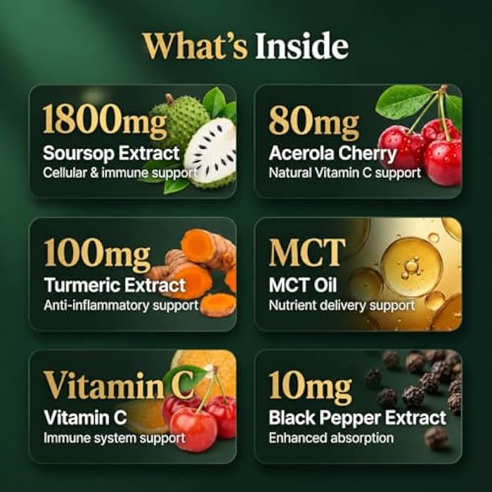 Puretrex Soursop Graviola Liquid Drops 2000mg, Bitters Complex with Acerola Cherry, Turmeric and Black Pepper Extract, Fast Absorption Botanical Formula, Alcohol Free, 60mL 2 fl oz - Image 2