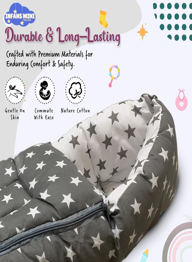Infans Mini Baby Bedding Set for New Born Baby Sleeping Bag, Mosquito Net Bed Suitable Upto 6 Months Babies (Star Grey) - Image 5