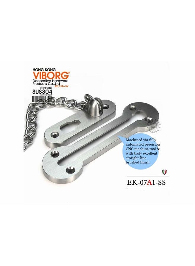 VIBORG Solid SUS304 Stainless Steel 3MM Extra-Thick Casting Heavy Duty Door Chain Door Limiter External Door Restrictor Security Lock Safety Guard Chain EK-07A-SS - Image 5