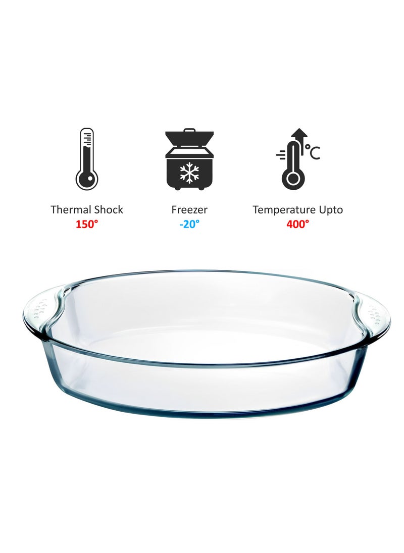 BLACKSTONE - 2.9L Oval Shape Glass Oven Dish - Premium Borosilicate Bakeware, Oven, Microwave & Dishwasher Safe, Ideal for Baking, Roasting, and Serving - Image 1