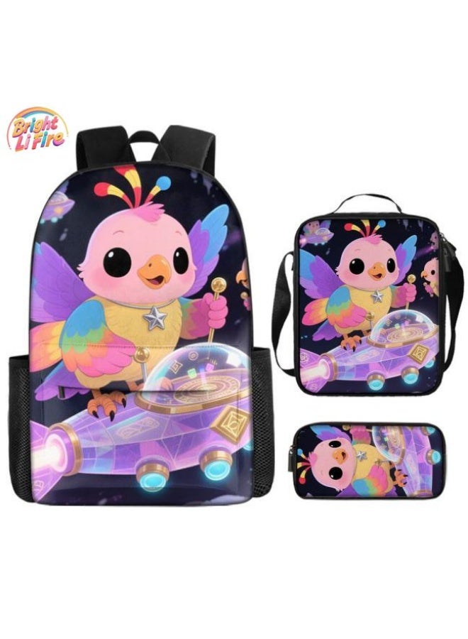 واضح من النار حقيبة ظهر + حقيبة يد + حقيبة قرطاسية | هدية موسم العودة إلى المدرسة / عطلة | مجموعة حقيبة كرتونية من ثلاث قطع، سهلة التعامل مع المناسبات المختلفة (الطلاب والأطفال ونزهات الأصدقاء وتسلق الجبال والمدرسة وما إلى ذلك) - 112 - Image 1