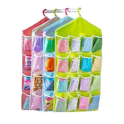 AMULAKH AMULAKH 16Pocket Hanging Closet Organizer Jewelry and Accessories Organizer Underwear Bra Socks Ties Closet Storage Organizer Hanger Ba - Image 2