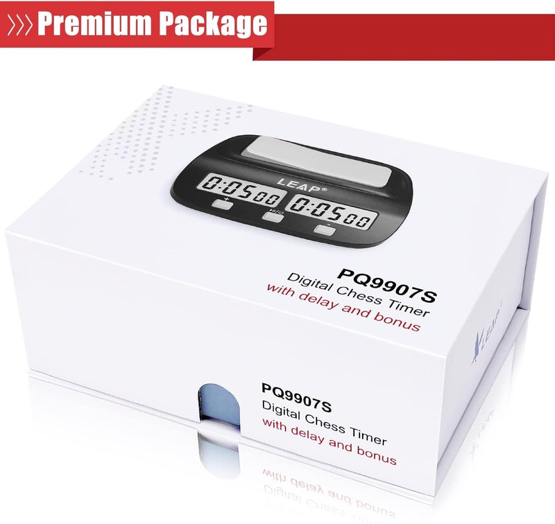 LEAP Chess Clock Digital Chess Timer Professional for Board Games Players Count Up/Down Timer with Alarm Function Black (Official Store) - Image 4