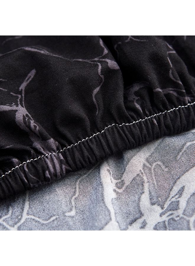 NIBEMINENT 3-Seater Exquisitely Marble Pattern Designed Wrinkle-free Full Coverage Sofa Slipcover With 1xCushion Cover Black/Grey Length Stretch From 190 To 230cm - Image 5