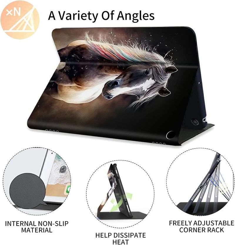 FUYOCWE for Fire HD 10 Case 2021,Fire HD 10 Plus Tablet Case (11th Generation, 2021 Release), Multi-Angle Slim Stand Smart Cover Cases for New Amazon Kindle Fire HD 10 10.1"-Horse with Colorful Mane - Image 5