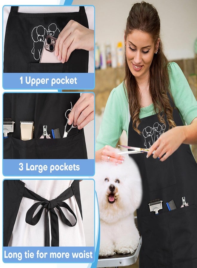 Noverlife Dog Grooming Apron with 4 Pockets, Hair Resistant Grooming Apron for Dog Groomers 34 Inch Long Pet Bath Pinafore, Multi Function Pet Pinafore with Adjustable Strap for Puppy Cat Shop - Image 4