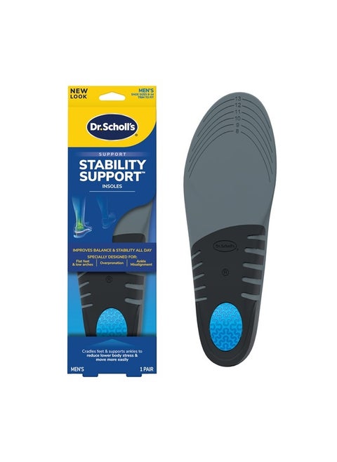 ® Stability Support Insoles, Flat Feet & Overpronation Low Arch Support, Improves Balance & Stability, Motion Control, Trim Inserts to Fit Shoes, Men's Size 8-14