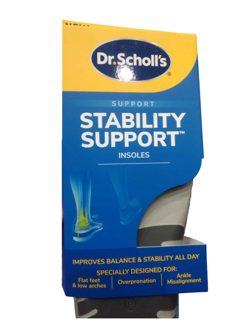 Dr. Scholl's نعال دعم الاستقرار ®، للأقدام المسطحة وفرط الدحرجة دعم قوس منخفض، يحسن التوازن والاستقرار، التحكم في الحركة، يقص لإدخاله في الأحذية، مقاس رجل 8-14 - Image 1