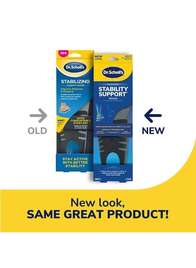 Dr. Scholl's نعال دعم الاستقرار ®، للأقدام المسطحة وفرط الدحرجة دعم قوس منخفض، يحسن التوازن والاستقرار، التحكم في الحركة، يقص لإدخاله في الأحذية، مقاس رجل 8-14 - Image 3