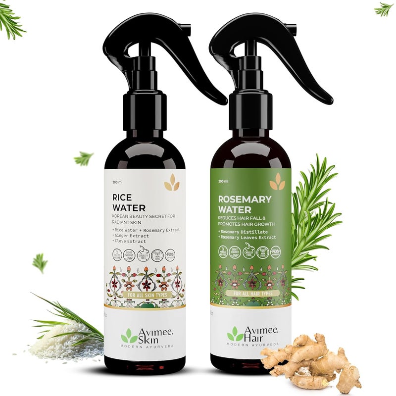 AVIMEE HERBAL سبراي نمو الشعر ومُرطب البشرة من أفيمي هيربال مزيج ماء إكليل الجبل وماء الأرز مع مستخلصات طبيعية للقشرة والتجاعيد وبشرة متألقة - Image 1