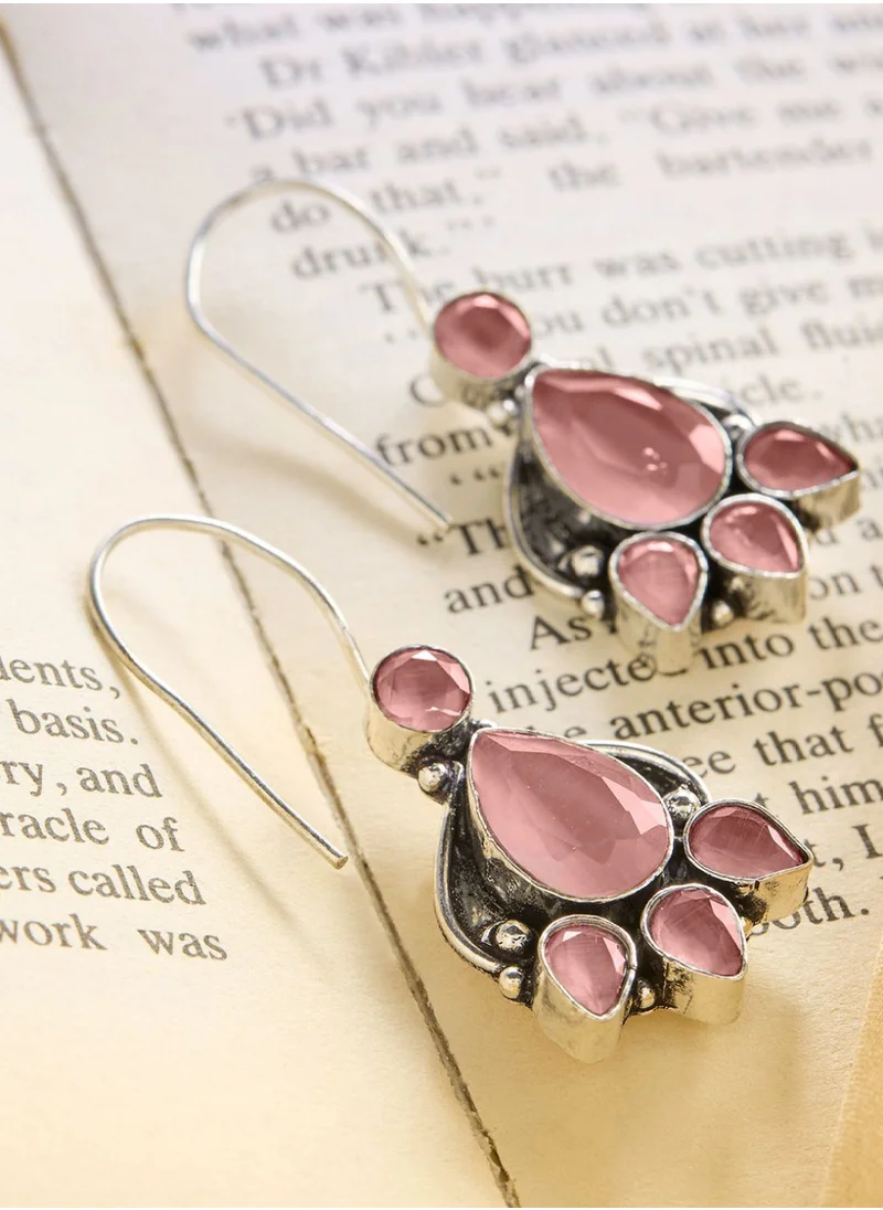 برياسي Contemporary Quartz Oxidised Drop Earrings