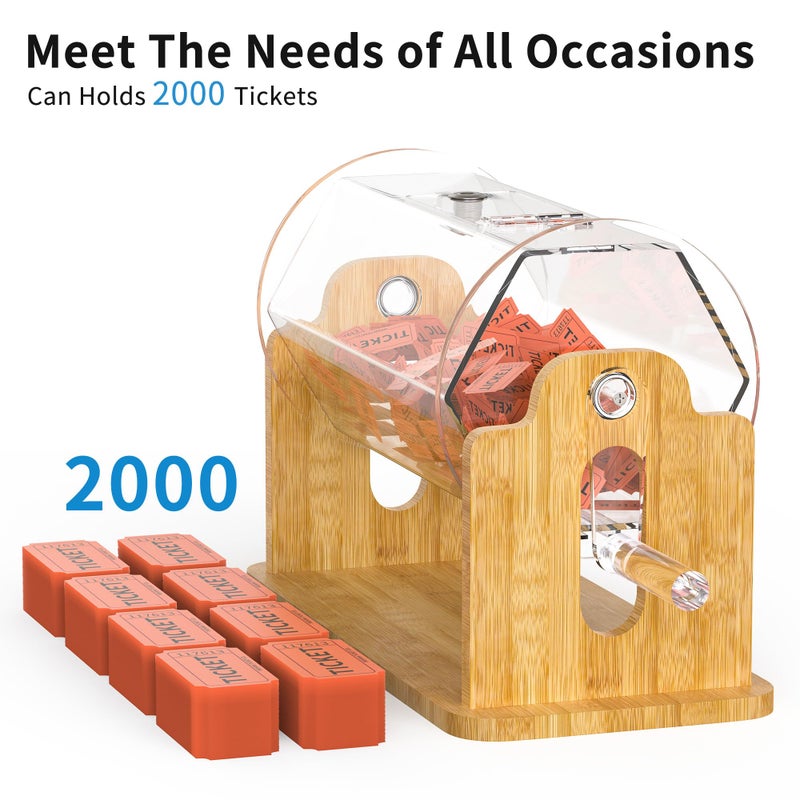 Orionstar Acrylic Raffle Drum with Bamboo Base, Games & Events Pro Transparent Prize Spinner, Holds 2000 Tickets - Image 4