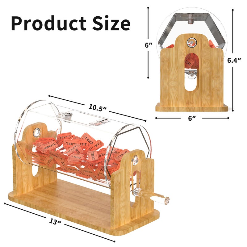 Orionstar Acrylic Raffle Drum with Bamboo Base, Games & Events Pro Transparent Prize Spinner, Holds 2000 Tickets - Image 2