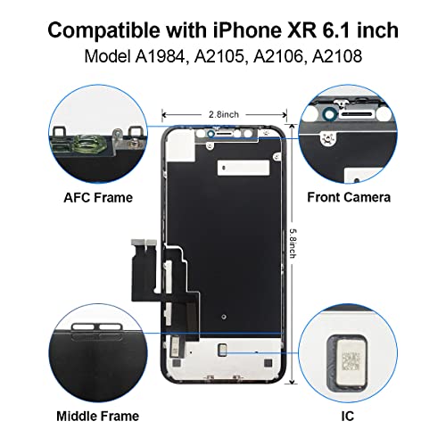 EFAITHFIX for iPhone XR LCD Screen Replacement 6.1 Inch Frame Assembly Display and 3D Touch Screen Digitizer with Repair Tools Kit for A1984/A2105/A2106/A2108 with Waterproof Adhesive Tempered Glass - Image 3