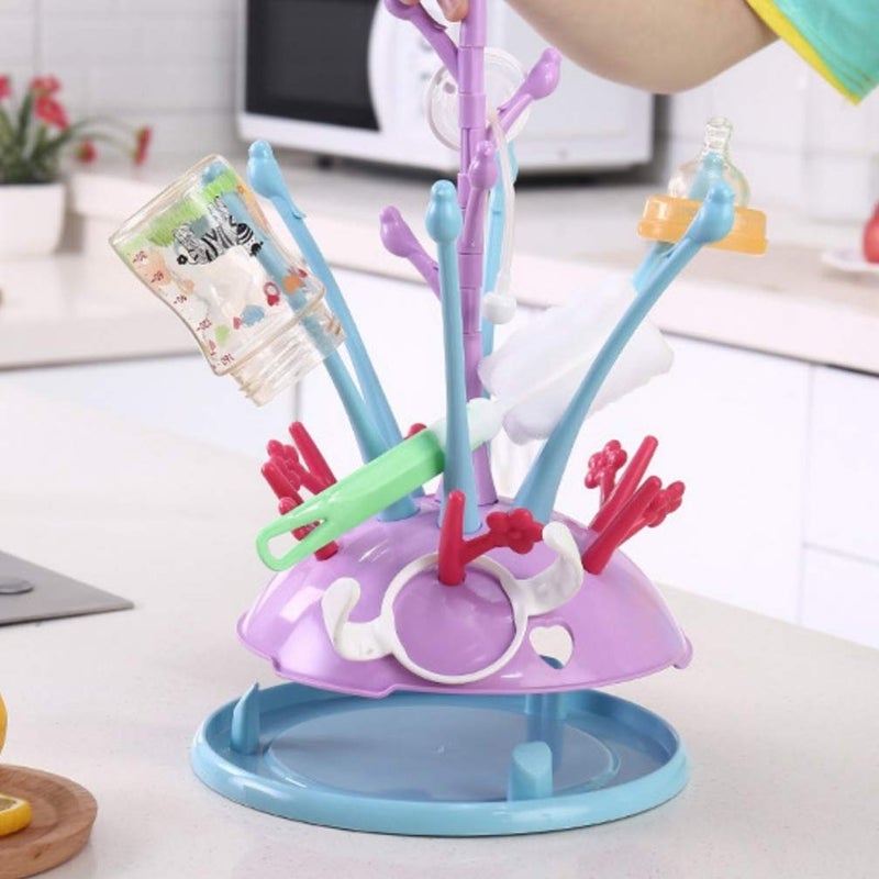 Baby Bottle Drying Rack Nipple Organizer Toddler Feeding Bottle Countertop Stand Drainer Cup Mug Holder for Space Saving Drying (Random Color) - Image 2