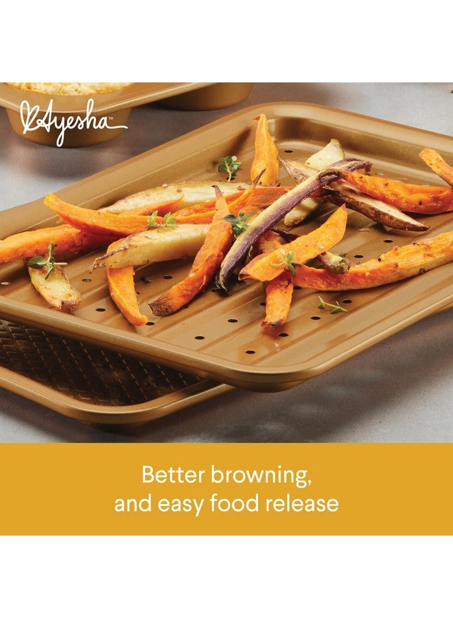 اييشا طقم فرن محمصة غير لاصق من آيشا كاري مع صينية خبز غير لاصقة، صينية خبز، صينية مافن، صينية كب كيك - 4 قطع، لون بني نحاسي - Image 4