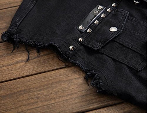 DSDZ Men's Punk Denim Vest Sleeveless Jean Jackets With Rivets Black L US S - Image 3