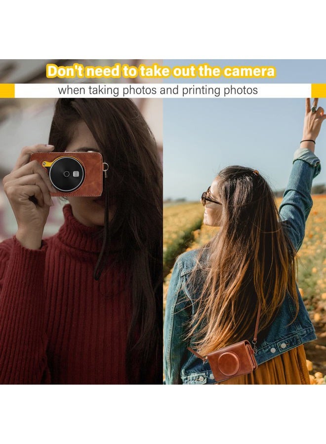 Rieibi Mini Shot 2 Retro Case, PU Leather Protective Case Cover for Kodak C210R Mini Shot 2 Retro 2-in-1 Camera/Printer Instant Portable with Shoulder Strap - Image 4