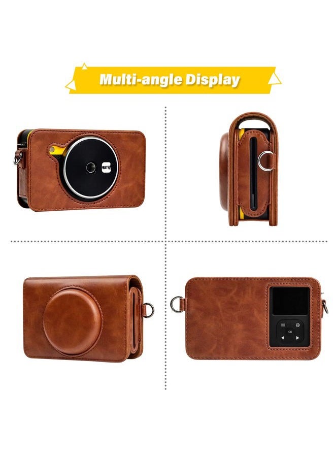Rieibi Mini Shot 2 Retro Case, PU Leather Protective Case Cover for Kodak C210R Mini Shot 2 Retro 2-in-1 Camera/Printer Instant Portable with Shoulder Strap - Image 3