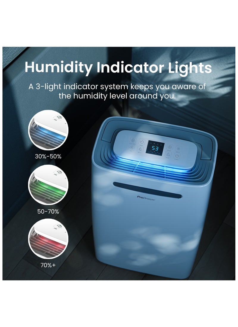 Pro Breeze - 20L/Day Dehumidifier with Digital Humidity Display, Sleep Mode, Continuous Drainage, Laundry Drying and 24 Hour Timer - Ideal for Damp and Condensation - Image 1