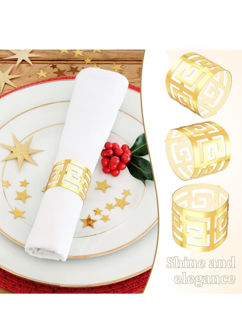 Generic - Disposable Napkin Rings Bands Laser Cut Foil Paper Napkin Rings Self Adhesive Set of 50 for Party Table Settings Decoration Dinner Parties Weddings Gold - Image 1