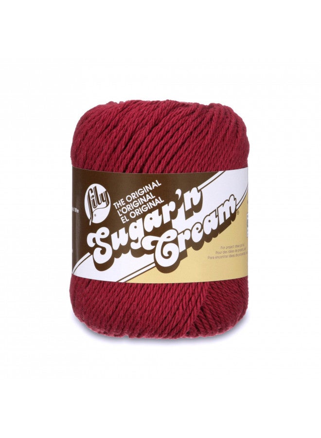Lily Sugar 'N Cream The Original Solid Yarn, 2.5oz, Medium 4 Gauge, 100% Cotton - Wine - Machine Wash & Dry - Image 1