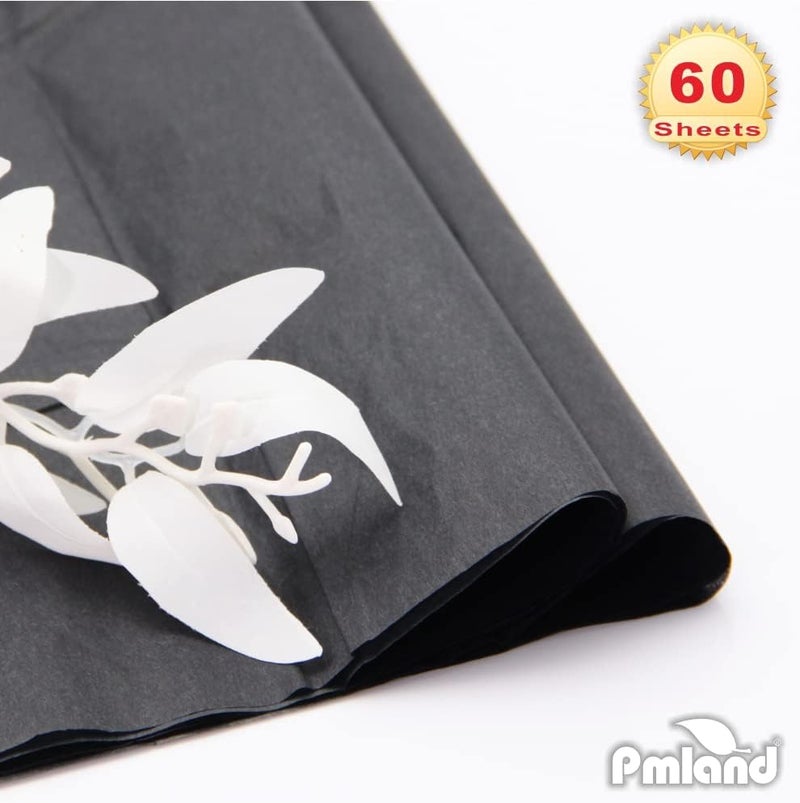 PMLAND ورق تغليف هدايا - لون أسود - 20 بوصة × 26 بوصة 60 ورقة - Image 2