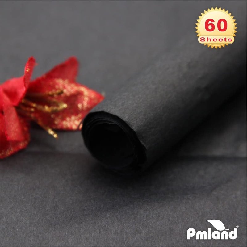 PMLAND ورق تغليف هدايا - لون أسود - 20 بوصة × 26 بوصة 60 ورقة - Image 3