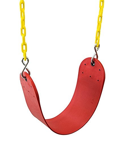 Squirrel Products Heavy Duty Strap Swing Seat  Playground Swing Seat Replacement and Carabiners for Easy Install  Red