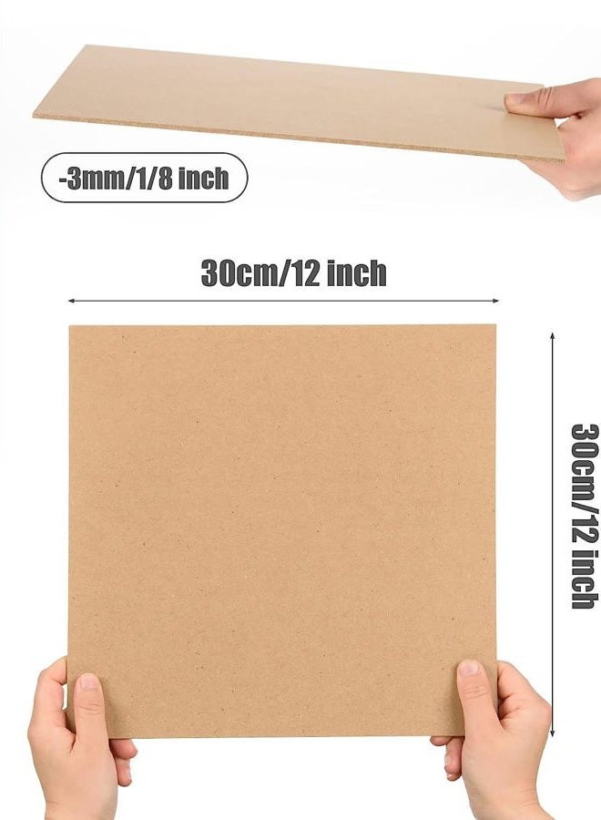 FOBSME 12 Pack MDF Wood Board for Crafts 12x12x1/8 Inch-3 mm Thick Medium Density Fiberboard Unfinished Wood Art Boards Blank Wooden Blocks Chipboard Panels for DIY Crafts, Painting, Engraving,Home Decor - Image 2