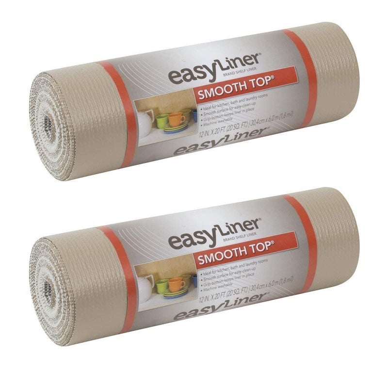 Duck Brand Smooth Top EasyLiner Shelf and Drawer Liner Taupe 12inch x 20 Feet Roll 2 Rolls