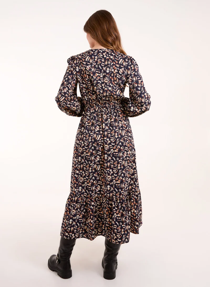 Blue Vanilla Button Down Frill Hem Dress