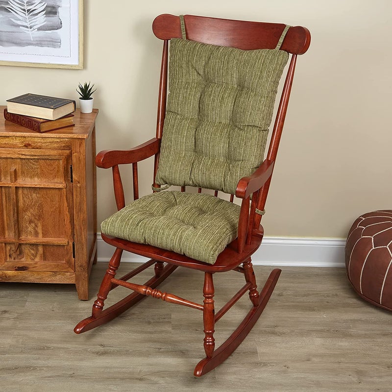 مجموعة وسائد كرسي هزاز كليار فيو غير قابلة للانزلاق مع حشوة سميكة تشمل وسادة مقعد ووسادة ظهر مع أربطة لغرفة المعيشة الداخلية 17x17 بوصة 2 قطعة مجموعة جاد