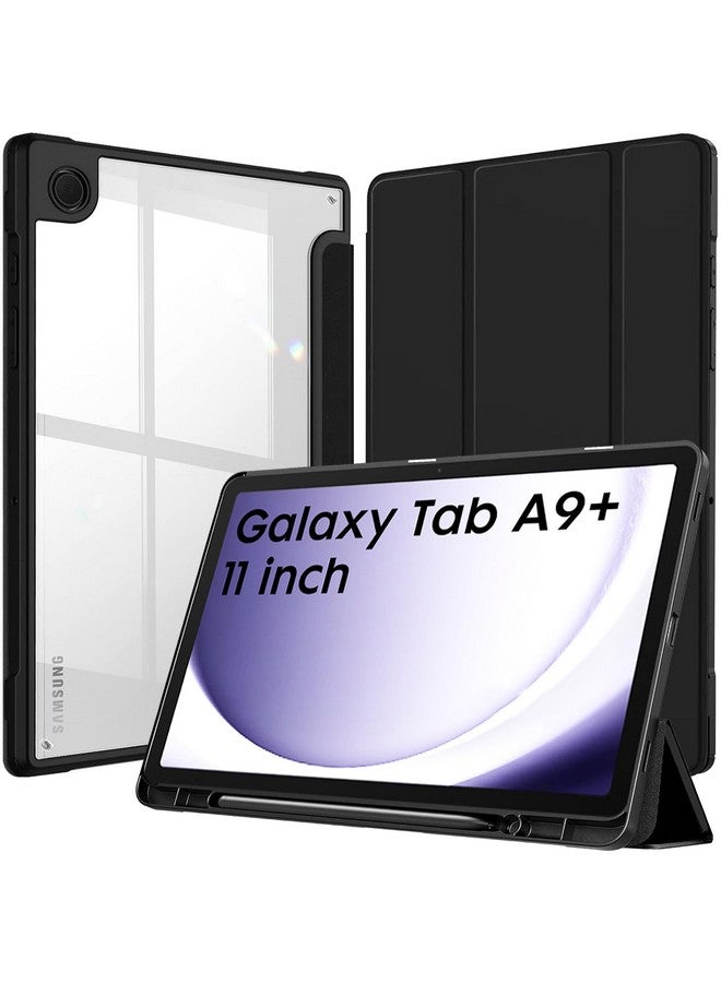 Robustrion - Robustrion Cover for Samsung Galaxy Tab A9 Plus Cover Case 11 inch, Hybrid Cover Case for Samsung Tab A9 Plus Cover/Tab A9+ Tablet Cover with Transparent Back [Auto Sleep/Wake Support]- Black - Image 1