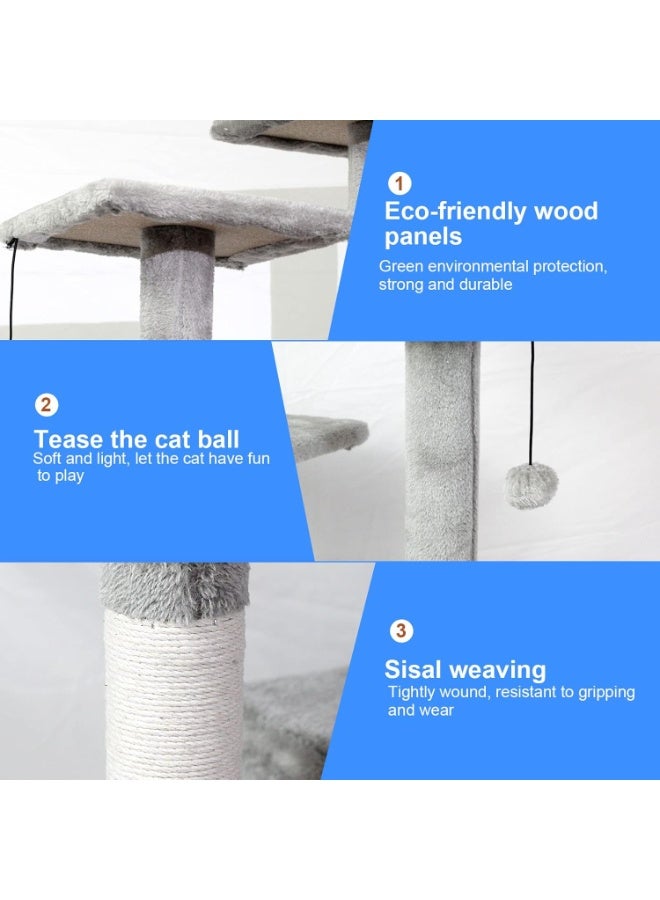 م.ا & ف'س شجرة قطط بارتفاع 120 سم، برج سكني للقطط المنزلية، مزود بأعمدة خدش من السيزال، وأرجوحة مريحة، وسلم لاستخدام القطط الصغيرة، 120×49×39 سم، رمادي - ملحقات التركيب - Image 4