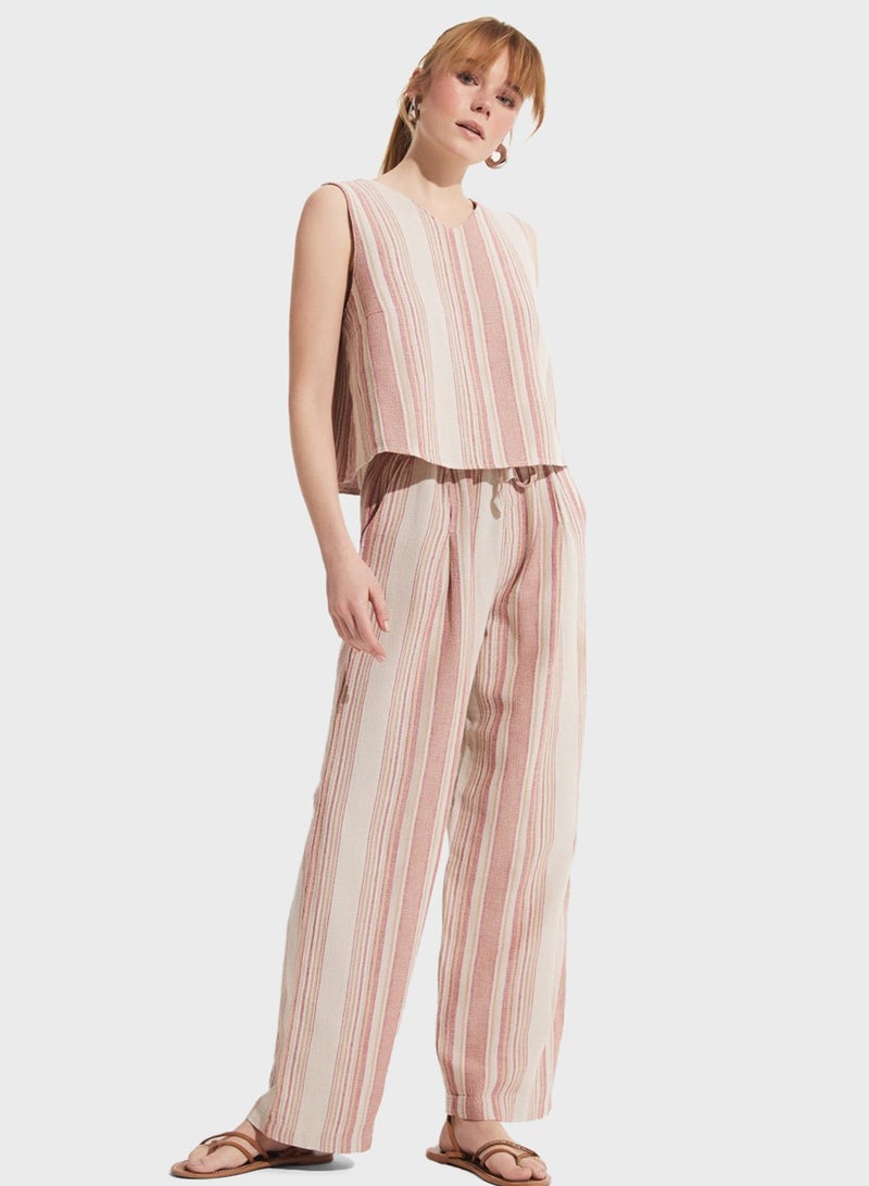 JUNE Striped Blouse Trousers Cotton Set - Image 5