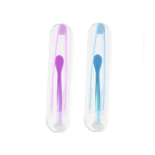 RupeeRise 2 Pcs Lens Applicator Tool Set, Contact Lens Tools with Tweezers and Suction Stick, Eye Lens Care Kit for Daily Use and Travel, Compact and Portable Tool Box, Blue and Purple - Image 1