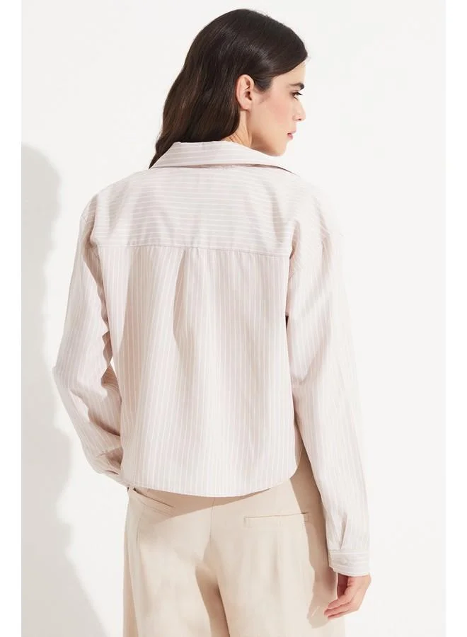 JUNE June Women Cotton Blend Garni Detailed Shirt Stone
