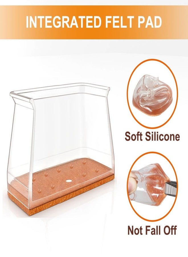 VIUME 24 Pcs Chair Leg Floor Protectors for Hardwood Floors Rectangle Silicone Covers to Protect Wood Tile Floors Felt Pads Furniture Leg Caps Non-Slip Reduce Noise (Fit L:1.12'' to 1.5'', W:0.75'' to 1'') - Image 4