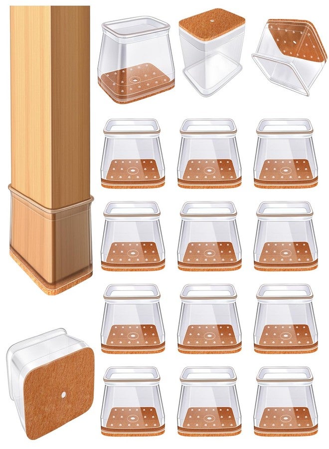 VIUME 24 Pcs Chair Leg Floor Protectors for Hardwood Floors Rectangle Silicone Covers to Protect Wood Tile Floors Felt Pads Furniture Leg Caps Non-Slip Reduce Noise (Fit L:1.12'' to 1.5'', W:0.75'' to 1'') - Image 1