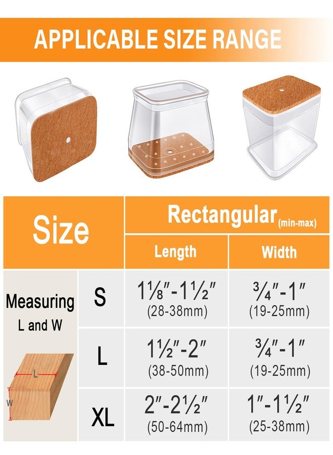 VIUME 24 Pcs Chair Leg Floor Protectors for Hardwood Floors Rectangle Silicone Covers to Protect Wood Tile Floors Felt Pads Furniture Leg Caps Non-Slip Reduce Noise (Fit L:1.12'' to 1.5'', W:0.75'' to 1'') - Image 5
