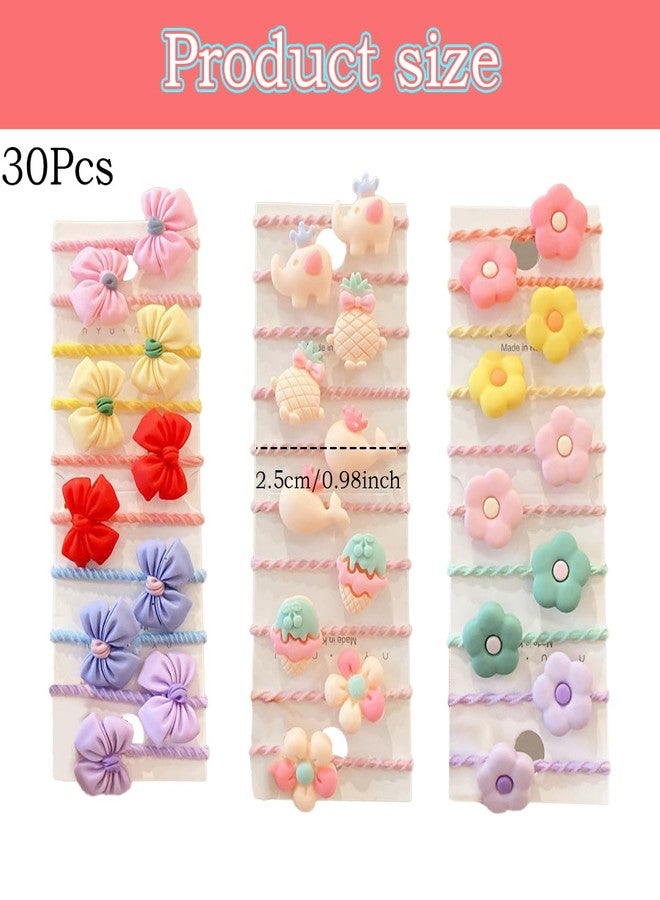 FFZDENA 3 Sets of 10 Each, Hair Accessories for Kids Girls, Rubber Band for Hair, Cute Floral Hair Bands for Baby Girls, Toddlers, and Women, Ideal for School, Parties, and Daily Use - Image 2