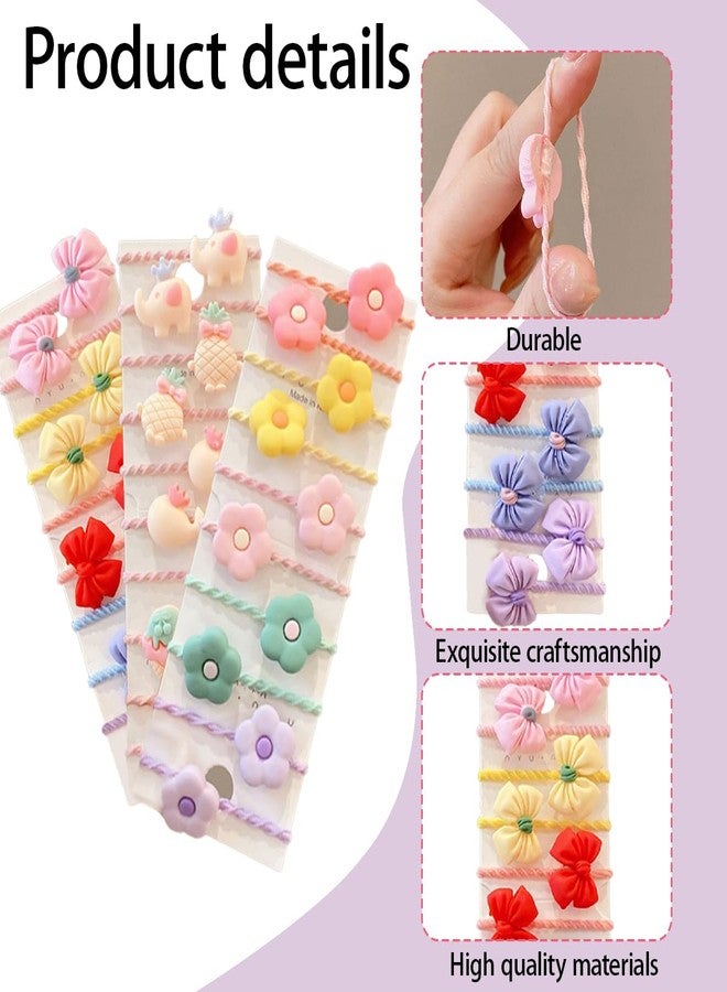 FFZDENA 3 Sets of 10 Each, Hair Accessories for Kids Girls, Rubber Band for Hair, Cute Floral Hair Bands for Baby Girls, Toddlers, and Women, Ideal for School, Parties, and Daily Use - Image 3