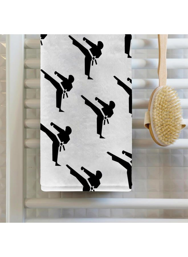 3DROSE 3D Rose Print of Cartoon Karate Repeat Toss TWL_204380_1 Towel, 15" x 22" - Image 2