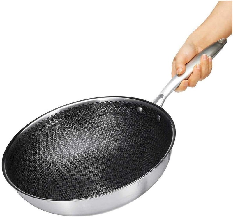 DOYKLI Nonstick Frying Pan Skillet, Fry Pan, Stainless Steel Honeycomb Wok Kitchen Fry Stir Pan Cooking Pot for Home Use, Big Size Loya,Suitable for Cooking Saute Vegetables, Steaks - 36 cm - Image 3