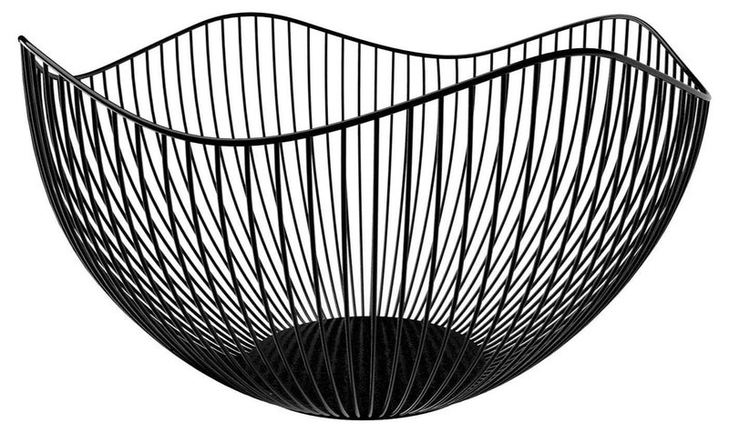Captaintech Wire Fruit Basket, Fruit Bowl for Kitchen Counter, Wave Fruit Basket, Serving Bowl Wire Fruit Dish for Fruits and Veggies (Black) - Image 1