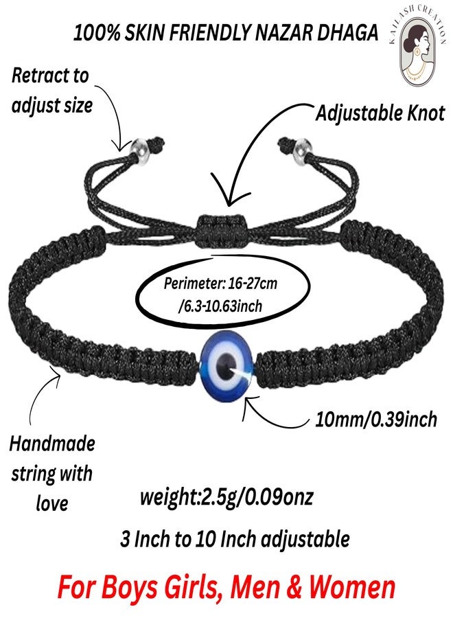 Kailash Creation Evil Eye Bracelet for Women, Men, Girls & Boys | Handmade Adjustable Black Thread Nazariya Bracelet for Protection & Good Luck | Unisex Macrame Design (Pack of 4) - Image 4
