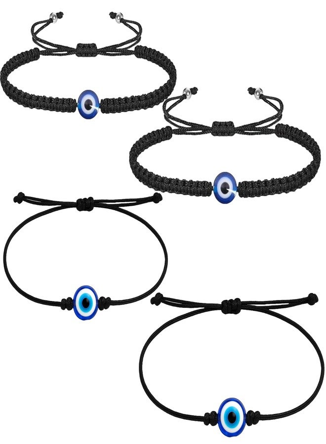 Kailash Creation Evil Eye Bracelet for Women, Men, Girls & Boys | Handmade Adjustable Black Thread Nazariya Bracelet for Protection & Good Luck | Unisex Macrame Design (Pack of 4) - Image 1