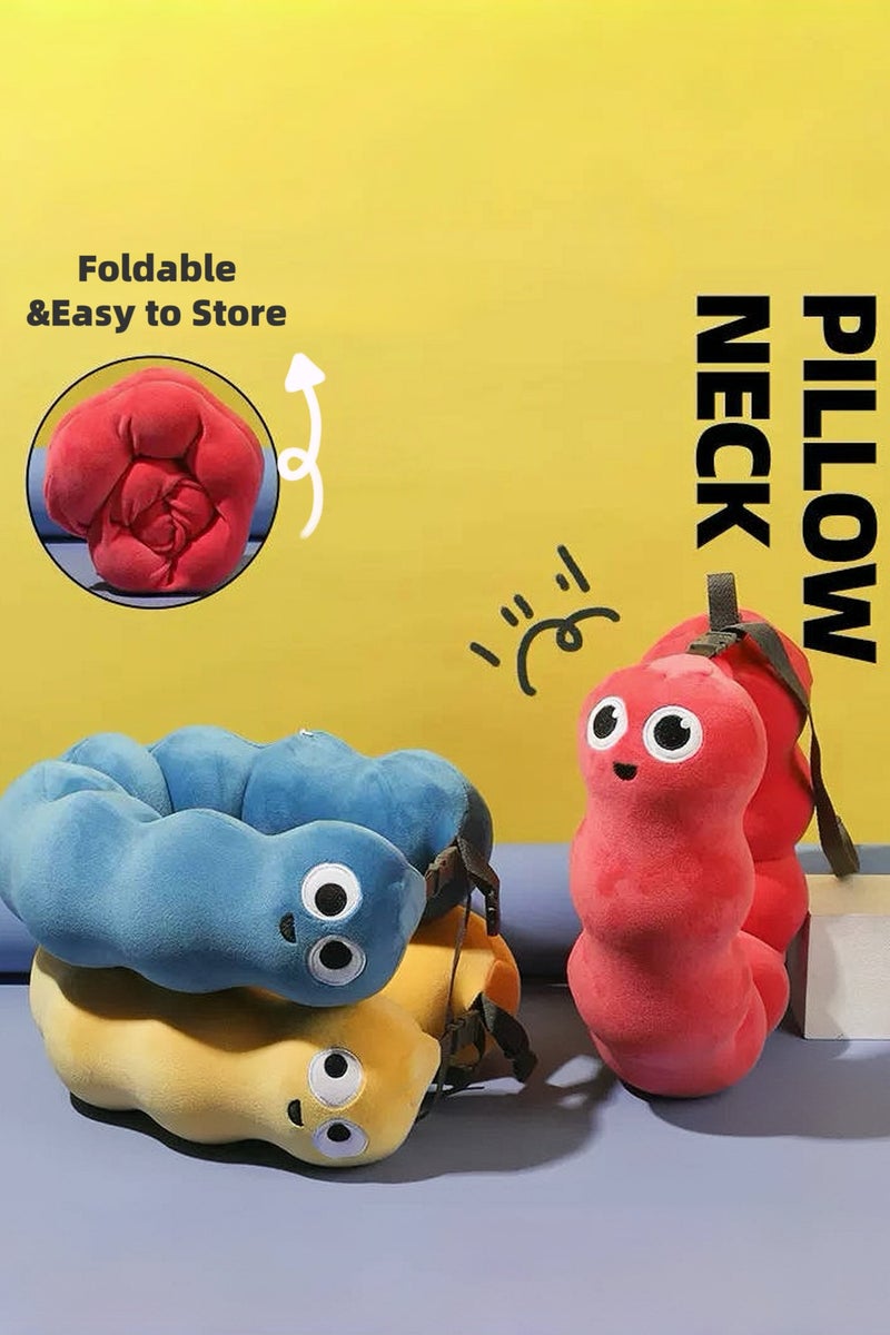 Loquat Cute Yellow Memory Foam Neck Pillow – Foldable, Comfortable, Removable Cover, with Storage Box for Easy Travel - Image 2